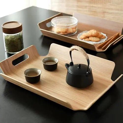 Natural Wood Serving Tray. Enjoying Breakfast in Bed Serving Meals Products to Your customers at Home Restaurants canteens Bars Dining Rooms Coffe Shops Tea Rooms and Healthcare Facilities.