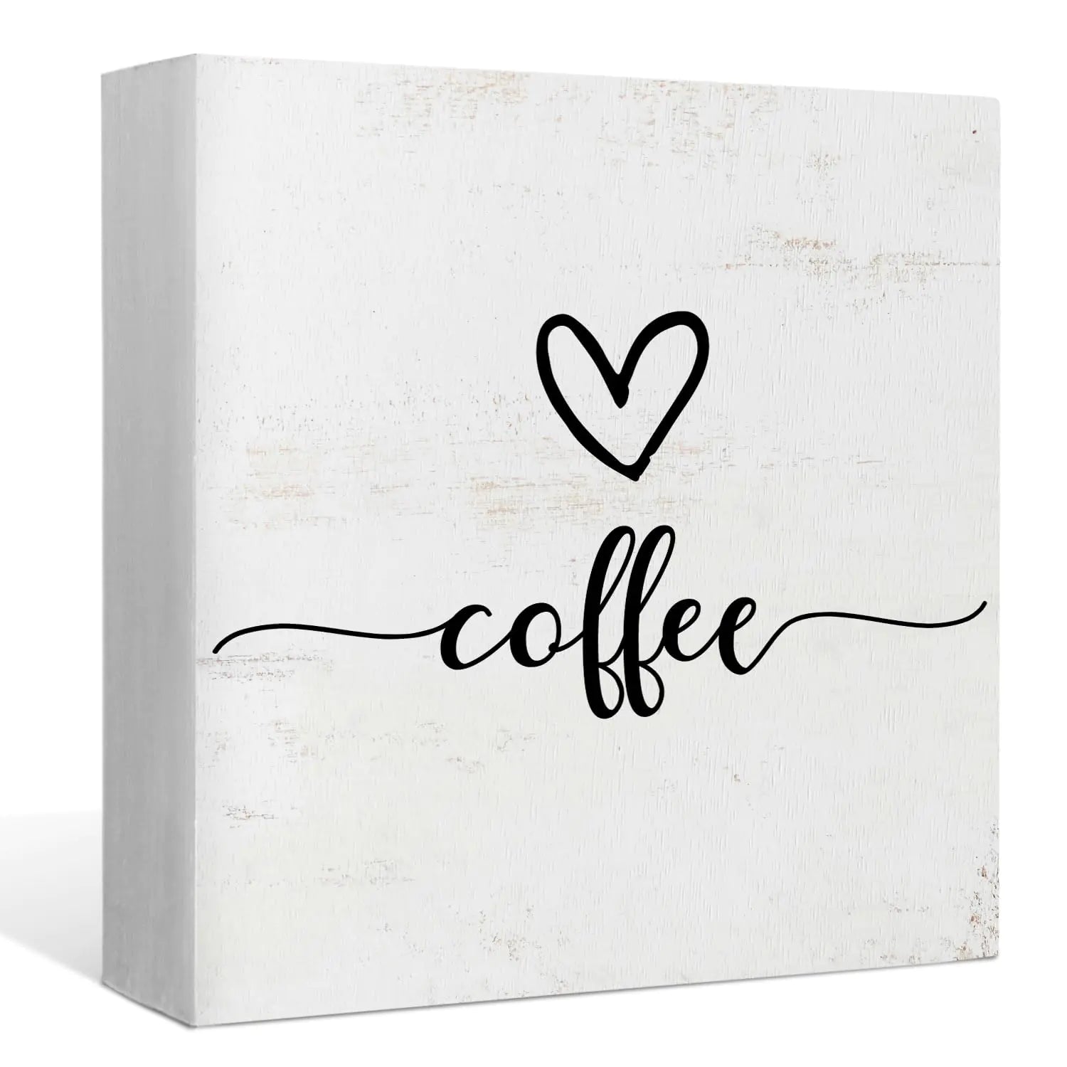 Love Coffee Wood Box Sign Desk DecorRustic Coffee Wooden Block Sign Decorations for Home Kitchen Office Cafe Coffee Bar Wall Tabletop Shelf Decor