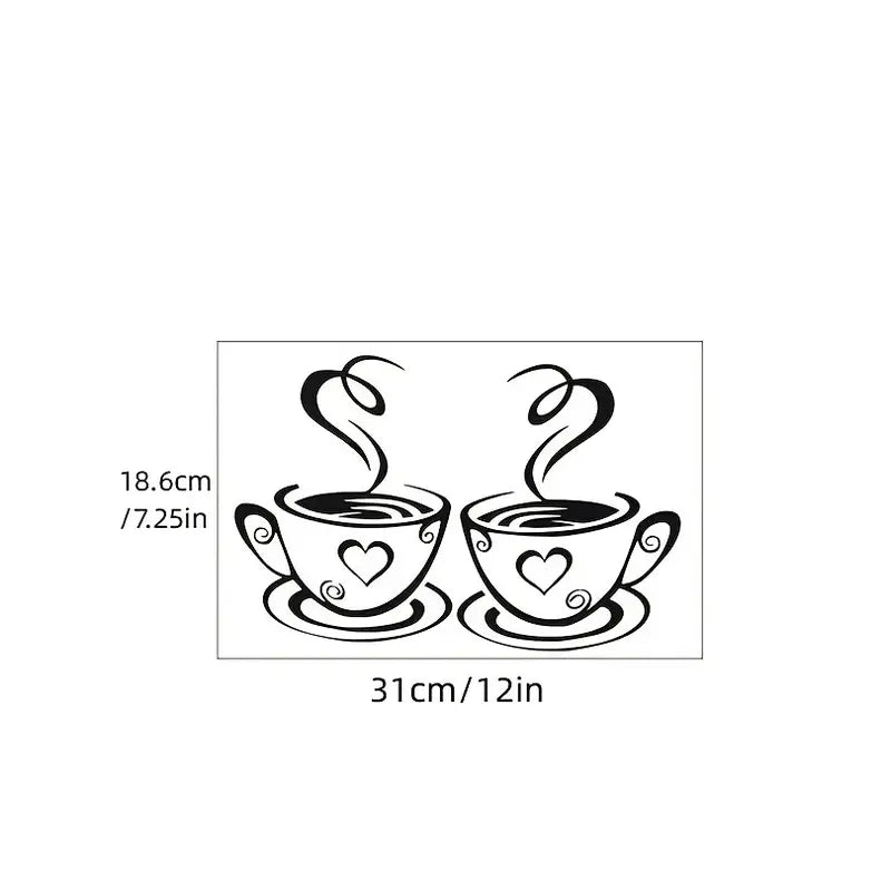 Coffee Mug Wall Stickers for Home and Cafe Decor